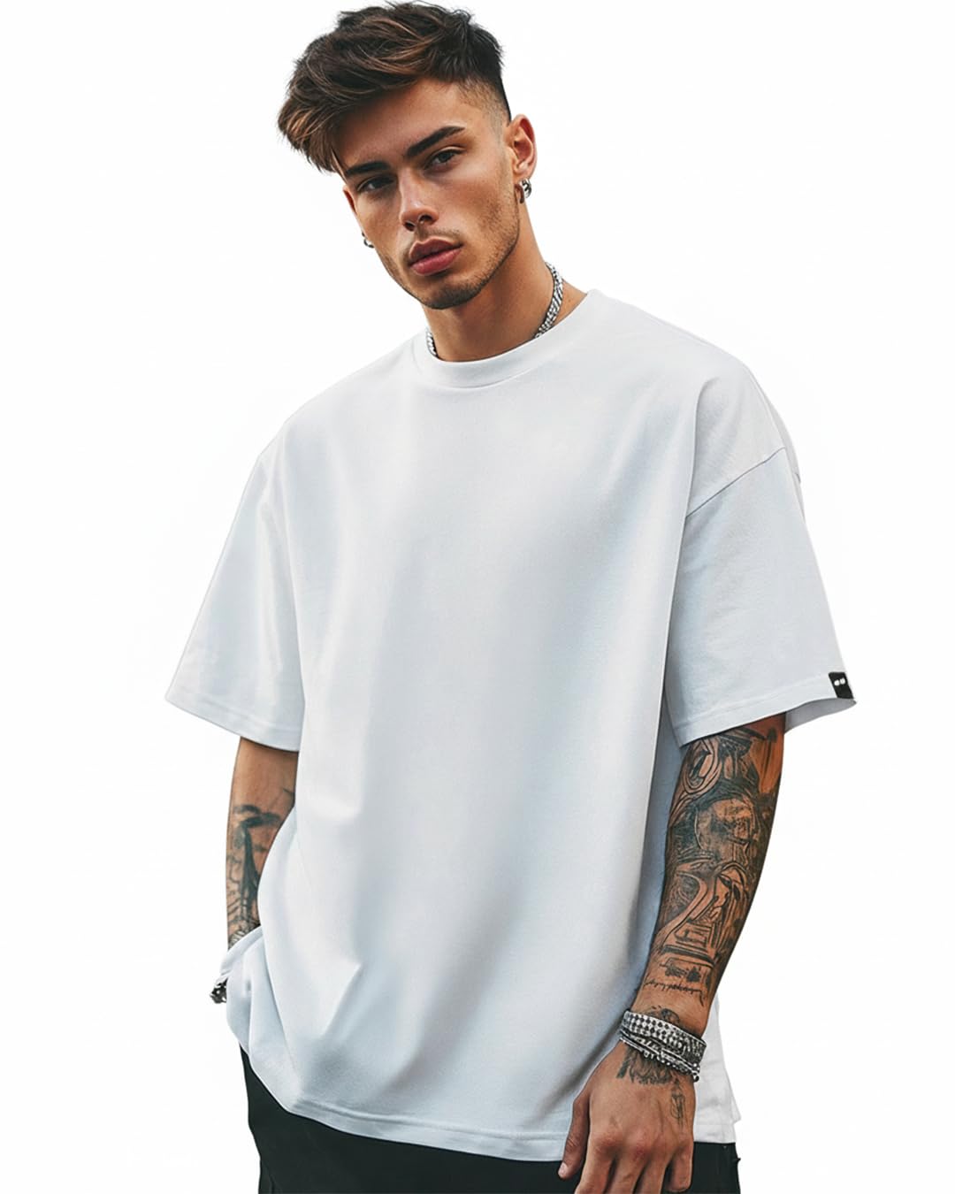 bewakoof Men's Solid Oversized Fit Half Sleeve Round Neck Cotton T-Shirt-picture-24