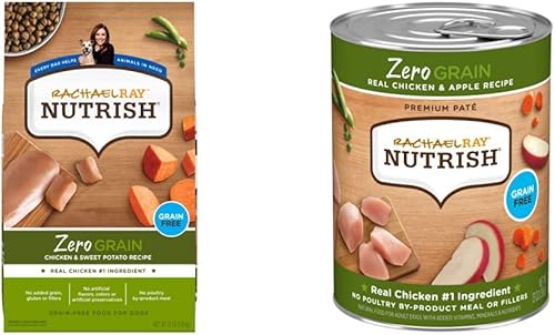 Rachael Ray Nutrish Zero Grain Chicken & Sweet Potato - Alimento seco para perros de 13 libras + pollo y manzana de grano cero de 13 onzas (paquete