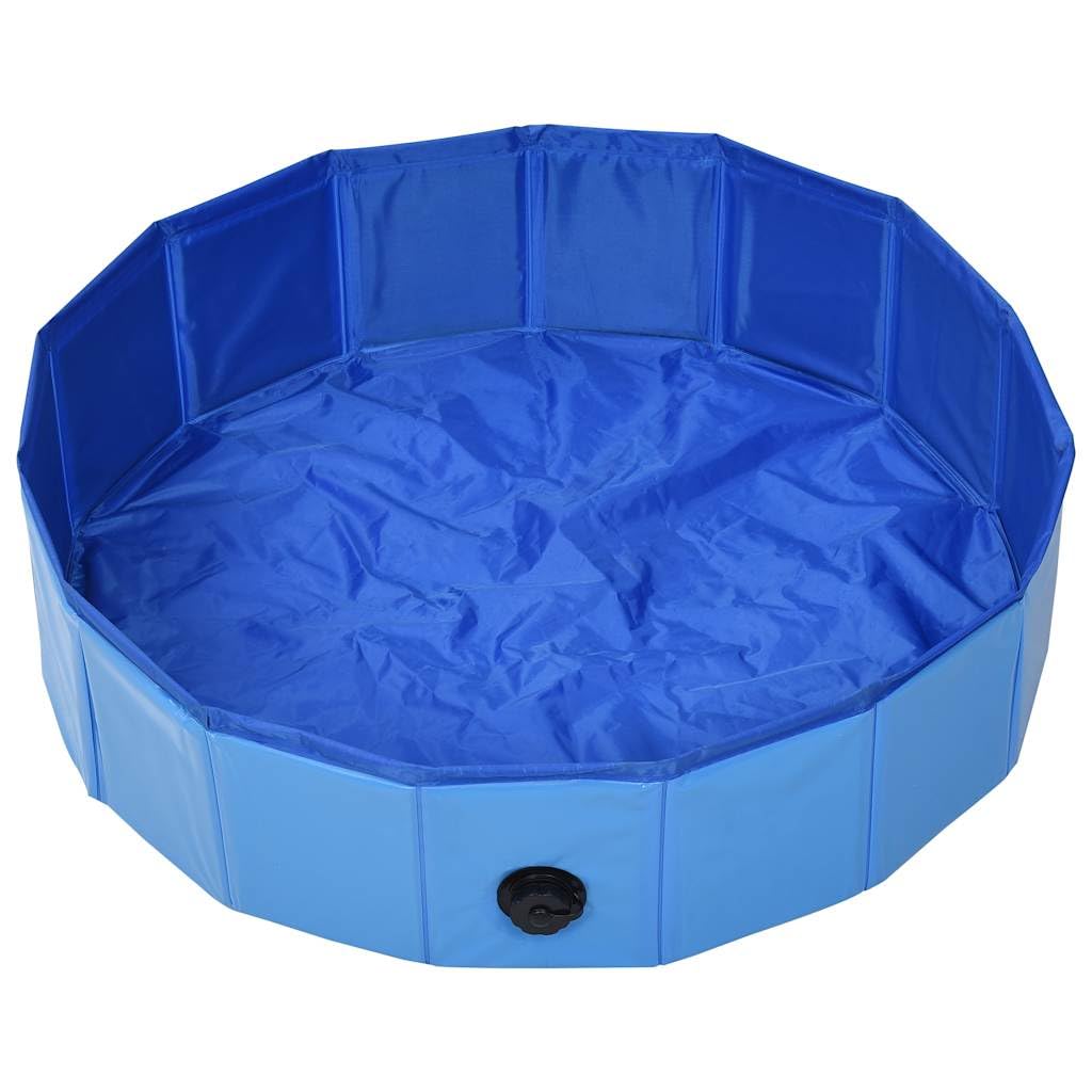 Piscina para perros plegable azul 80 x 20 cm PVC antideslizante, piscina infantil resistente para mascotas, interior y exterior, ideal para verano, accesorios para perros para refrescarse y