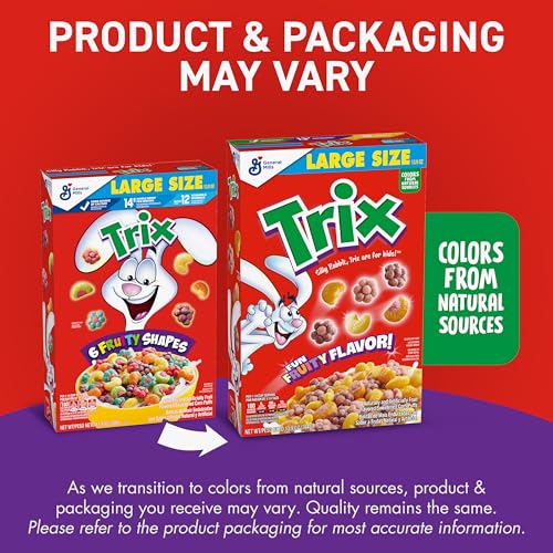 Image of Trix Breakfast Cereal, 6 Fruity Shapes, Made with Whole Grain, Large Size, 13.9 oz