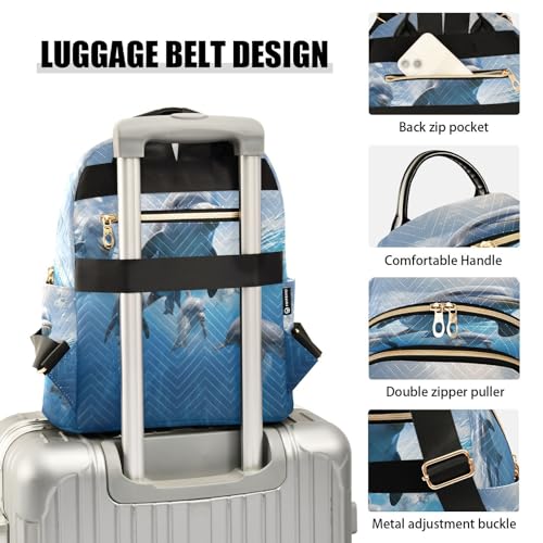 Image of ALAZA Ocean Fish Dolphin Sky Women Backpack Purse Ladies Fashion Shoulder Bag Daypack Travel Bag 10L