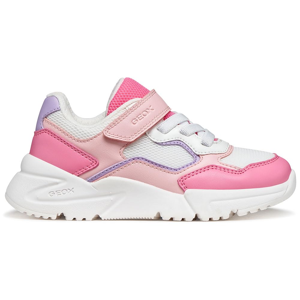 Geox J Loftus Girl B Trainers, Salmon/White, 29 EU