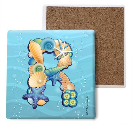 Sous-verres en pierre absorbante de 10,2 cm SJT Sjt96853 motif lettre R Initiales