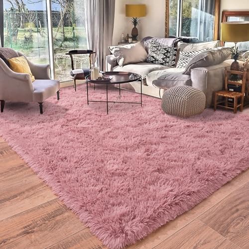 Rugs for Bedroom 4x6, Soft Shaggy Modern Shag Area Rug for Living Room, Upgrade Non-Slip Plush Fluffy Carpet for Kids Boys Girls Room Home Decor Aesthetic, Blush