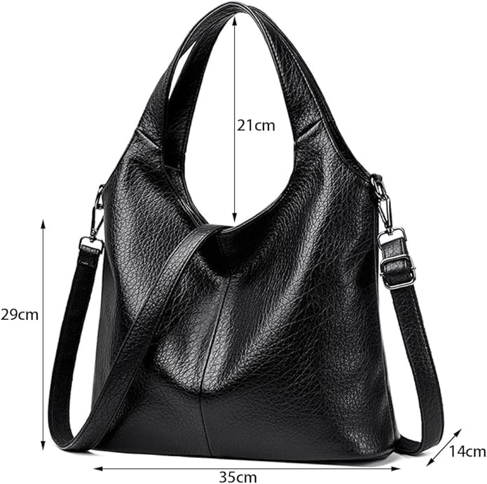 Image of Crossbody Bag for Women, Black Tone Shoulder Handbag for Women, Grain Texture with Inner Padded Pocket Handbag