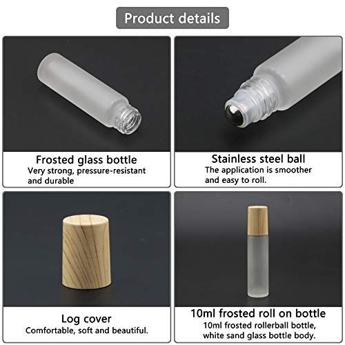 Ellbest 16pack 10ml Essential Oil Glass Bottle Glass Roller Bottles with Stainless Steel Roller Balls Reusable Refillable Bottle (White Frosted)4