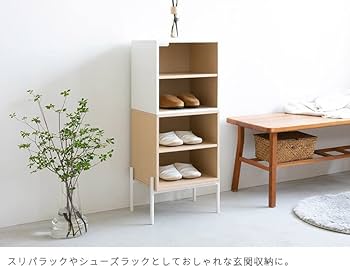 Amazon｜収納家具 キューブボックス ツートンカラー棚付き 収納