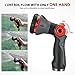 Homitt Garden Hose Nozzle One-Piece, 8 Spray Patterns Hose Nozzle, Easy Thumb Up Control Open and Adjust Plenty Water, High Pressure Water Hose Nozzle for Garden,Pet,Plant, 4PCS Washers, 175 psi