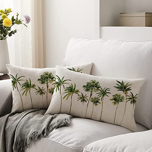 Modern Tropical Palm Trees Throw Pillow Covers 12x20 Inch