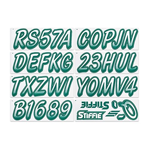 Image of STIFFIE Whipline White /Racing Green 3 inch Boat & PWC Registration Decals • Numbers Letters Stickers