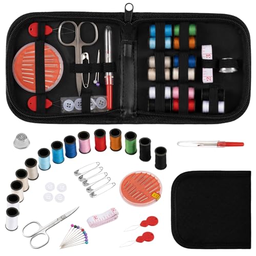 Amrules Sewing Kit for Adults,Emergency Small Mini Sewing Supplies for Grandma, Mom, Adults, Beginner, Sewing Products Include Scissors, Sewing Needles Thimble, Thread, Tape Measure