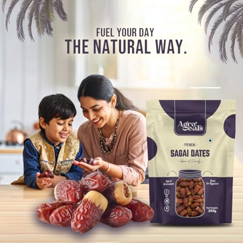 Image of AGROEATS PREMIUM SAGAI DATES - 250g Pack | Natural Saudi Khajur | Nutritious & Naturally Sweet | No Added Sugar | Biodegradable Packaging | Ideal for Gifting & Daily Snacking | Pack of 2