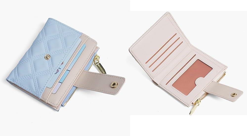 Women's Slim Credit Card Cash Holder, Coin Pocket Leather Zipper Wallets Mini Pouch Birthday Christmas Gift Wallet
