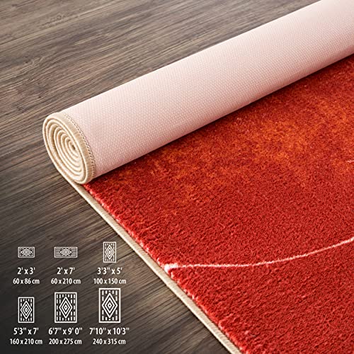 Camilson Solana Modern Floral 2' X 3' Area Rugs Non-Skid (Non-Slip) Rubber Backing Orange - Green Flowers Indoor Rug (2X3, Multicolor) #TOP4