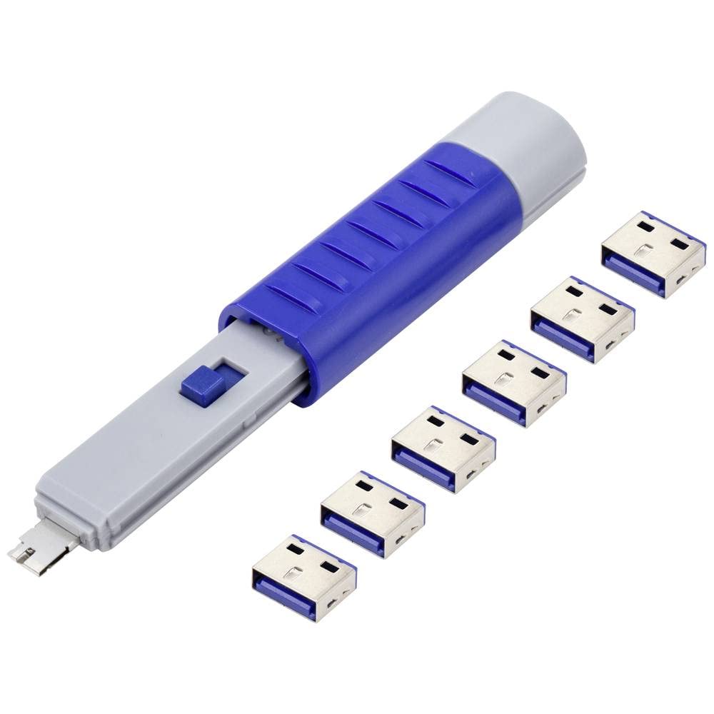 Renkforce Verrouillage de port USB RF-4714586 jeu de 6 argent, bleu avec 1 clé RF-4714586