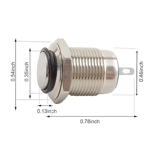 Miniatura 4 de Paialu 8 interruptores de botón momentáneos de 0.472 in, botón de encendido impermeable de 2 pines NO - Pequeño botón de arranque redondo de metal