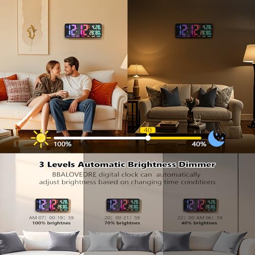 13.8 Inch Large Digital Wall Clock,Led Digital Clock Large Display with Temperature,Humidity Alarm,for Classroom,Living Room,Bedroom,Office,Home,Gym,Ideal for Seniors - Image 5