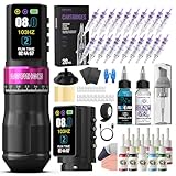 Wormhole Wireless Tattoo Gun Kit, Professional Tattoo Machine with Dual 2300mAh Batteries, Adjustable Stroke, Tattoo Ink, Tattoo Blue Soap, Aluminum Alloy Tattoo Pen, Complete Tattoo Kit for Artists