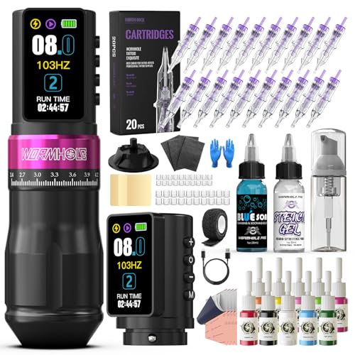 Wormhole Wireless Tattoo Gun Kit, Professional Tattoo Machine with Dual