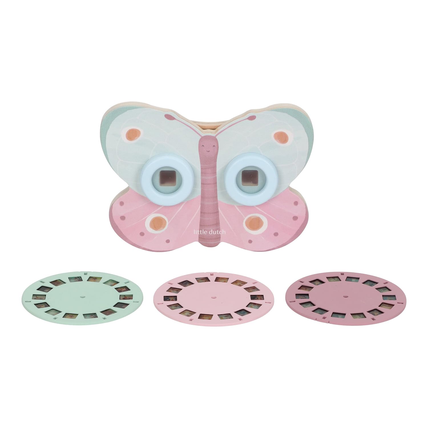 Little Dutch Dia View Finder Conteur d'histoires en bois pour filles à partir de 3 ans Motif papillon