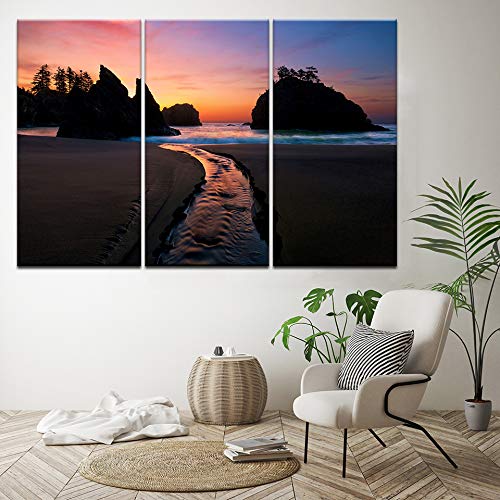 Tableau sur Toile Sunset Beach | Évadez-vous dans votre Salon avec ce Triptyque Mer - 4