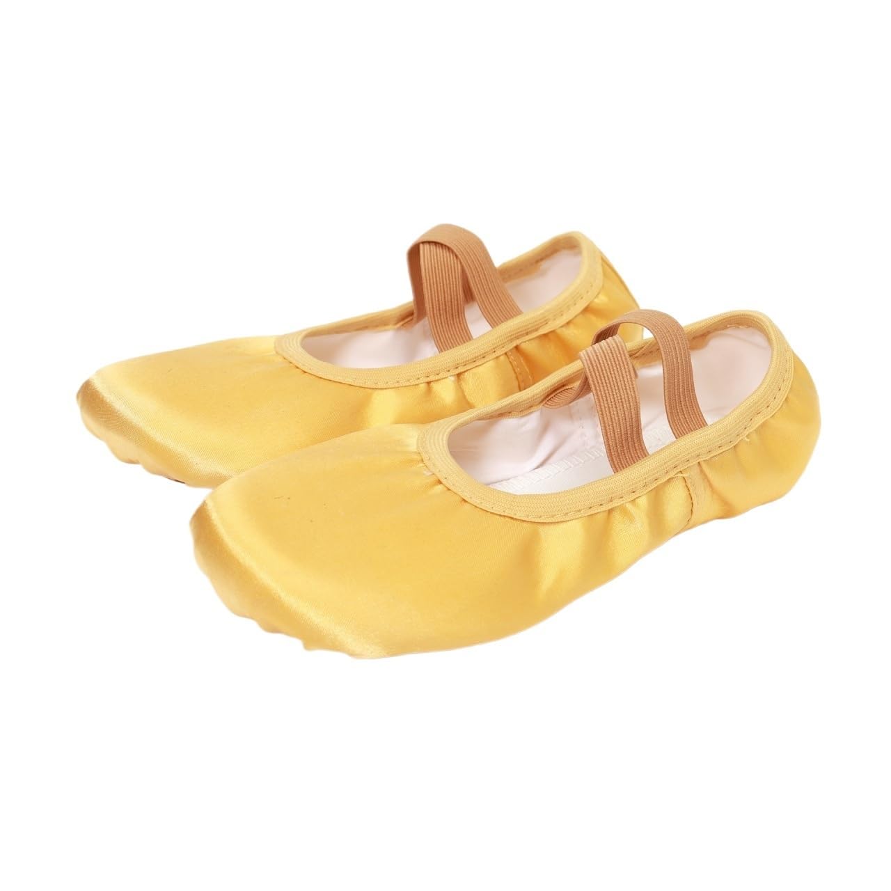 DMLAYHP Ballet Shoes Dance Girls Ballet Shoes Breathable Satin Canvas Soft Sole Woman Ballerina Yoga Gym(Yellow,34)