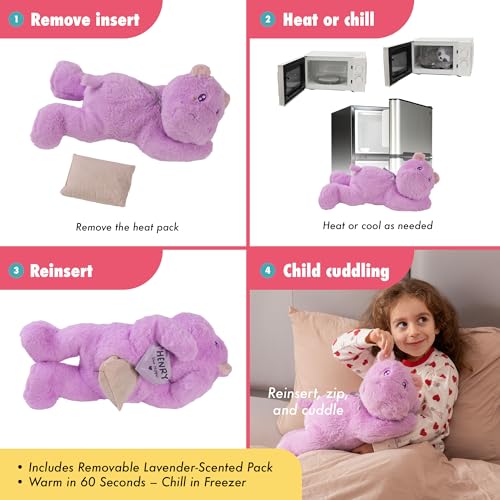 Image of Lilly's Love Heatable & Coolable Lavender Scented Weighted Stuffed Animal - Microwavable Heatable Pad for Kids & Adults - Machine Washable Plushie - Calming Stuffed Animal for Anxiety - Hippo