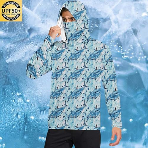 UPF 50+ Sun Protection Shirt for Men with Mask Summer Long Sleeve SPF Hoodie Cooling Hiking Fishing Performance Tops2