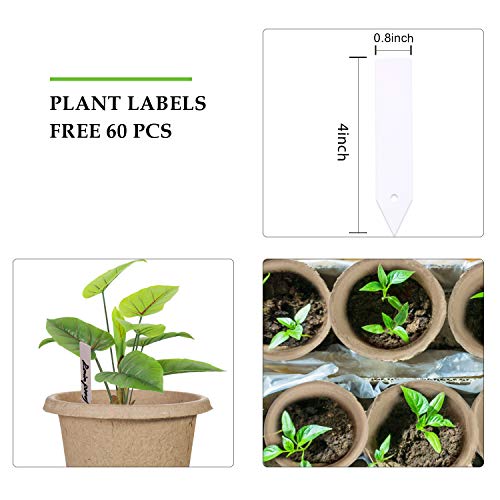 ZOUTOG-Seed-Starter-Trays-4-Inch-Round-Biodegradable-Peat-Pots-for-Your-Garden-Greenhouse-or-Nursery-60-Packs-Bonus-60-Plant-Labels