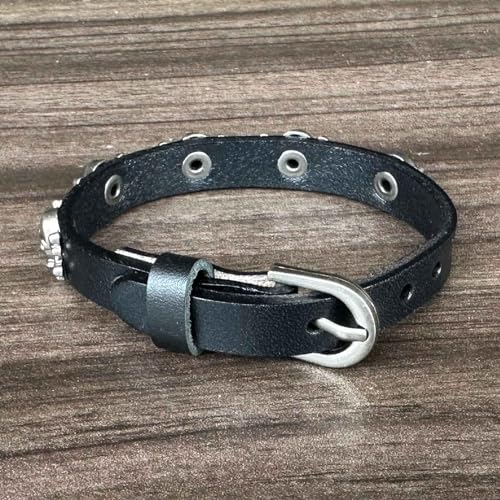 Punk Rock Alloy Skull Rivet Studded Wristband Belt Buckle Pu Leather Cuff Bracelet3