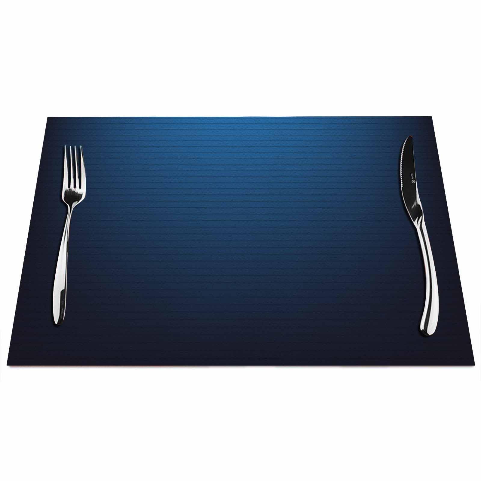 Walmsco Placemats Dark Blue Simple Lines Background Decor For Dining Room Kitchen Table,Waterproof Non-Slip Washable Heat Resistant Placemats,Set of 4,12"x18"