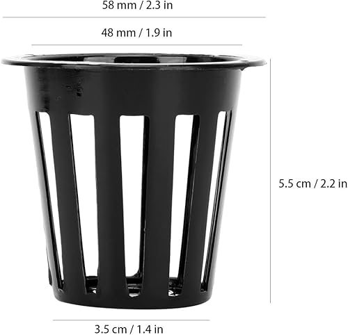 Miniatura 8 de Fydun 50 Pcs Hydroponic Soil Plant Flower Planting Basket Net Pot Net for Greenhouse Black Wide Range of Uses (Black)