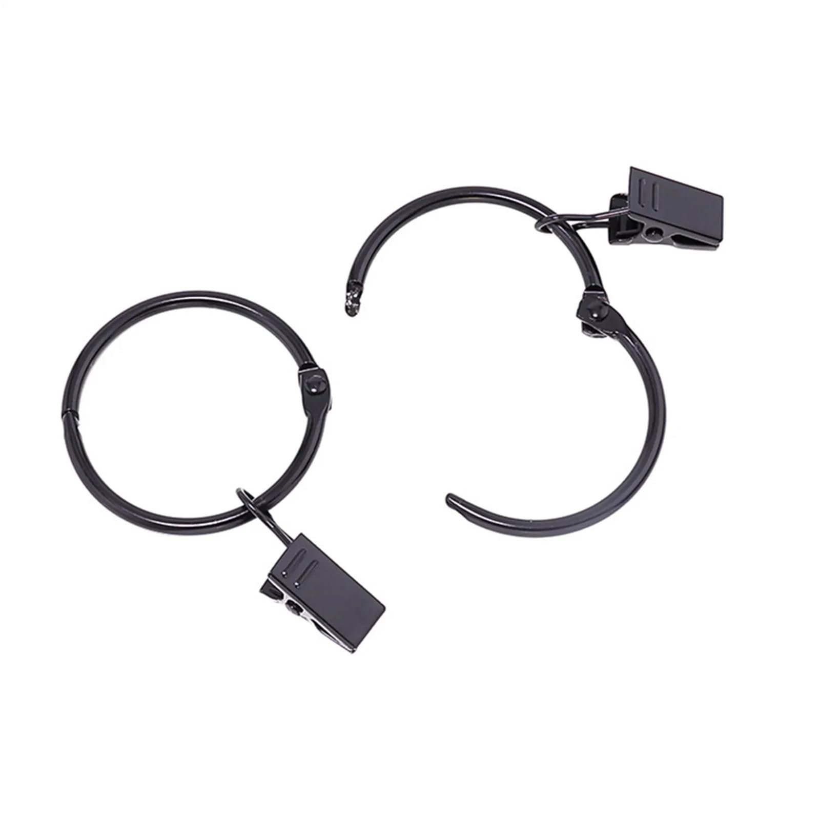 80pcs Metal Openable Curtain Rings with Clips, 1.5 Inch Interior Diameter Drape Hooks for Curtains(Black)