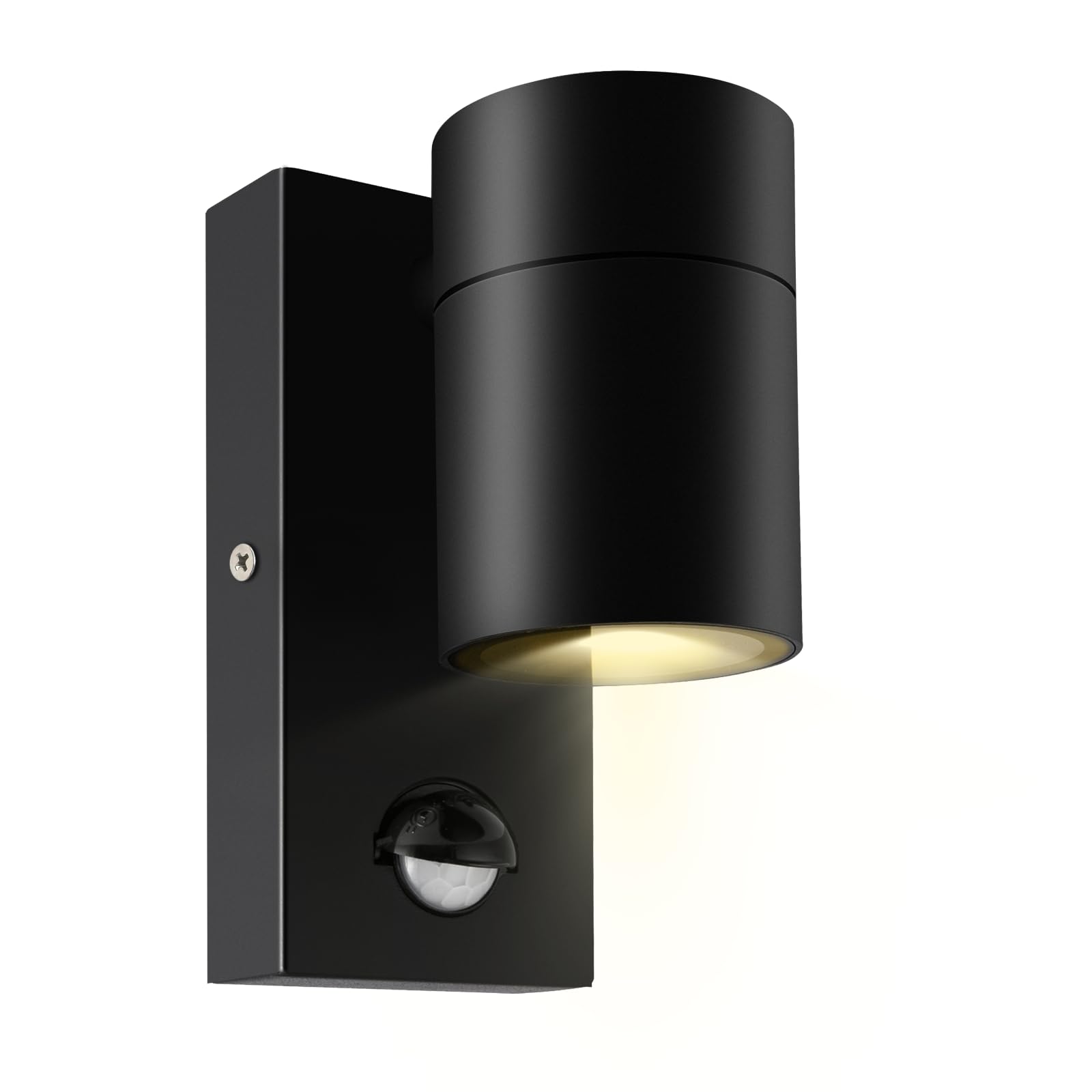 Kerry Outdoor Motion Sensor Wall Lights, Downward Outside Lighting Mains Powered, IP44 Black Stainless Steel Downlight, Exterior PIR Detector Security Fixture for Front Door, Porch, Garden, Patio