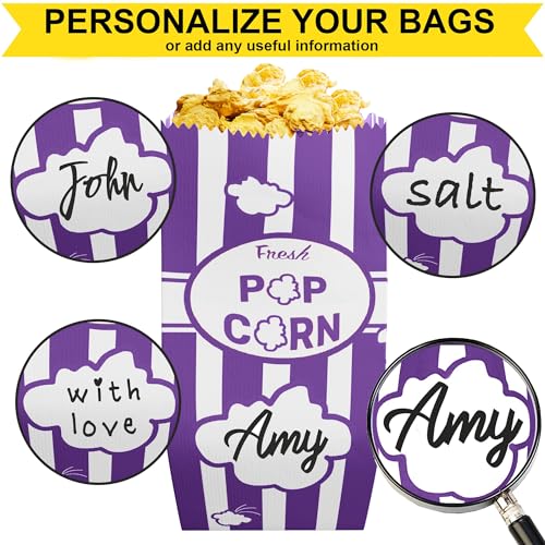 Image of CUSINIUM 1oz Purple Paper Popcorn Bags (100-pack) - Carnival Theme - Customizable