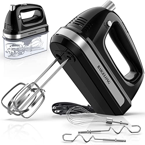 BAIGELONG Hand Electric Mixer, 300W Ultra Power Food Kitchen Mixer with 5 Self-Control Speeds +...