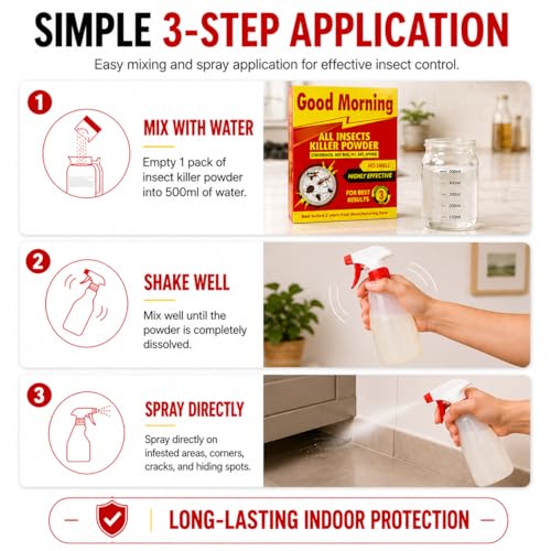 Image of Good Morning All Insect Killer Spray Powder | Fast-Action Formula for Home & Commercial Pest Control | Long-Lasting Protection from Crawling and Flying Insects | Easy-to-Use Sprayable Powder for Indoor & Outdoor Areas (Pack of 12)