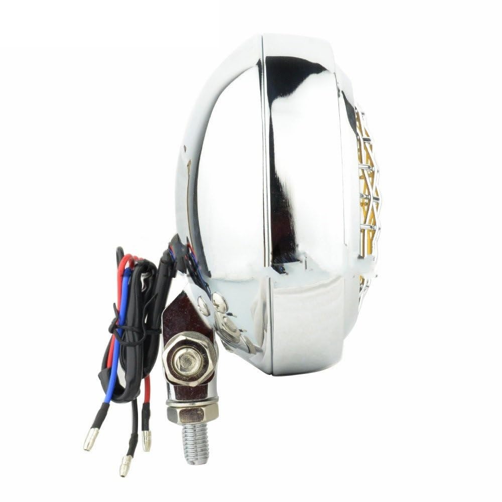 Światło Do Jazdy Pasuje do Harley Chopper 4.5 "reflektor uszczelniona lampa żarówka motocykl Cafe Racer lampa czołowa z osłoną grilla Dirt Bike Reflektor(Chrome Amber)