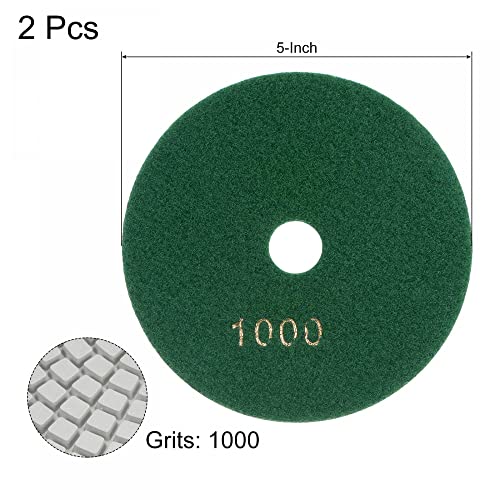 Image of uxcell Diamond Polishing Pad 5-Inch 1000 Grits Wet /Dry Grinding for Stone Concrete Marble Countertop Floor 2pcs