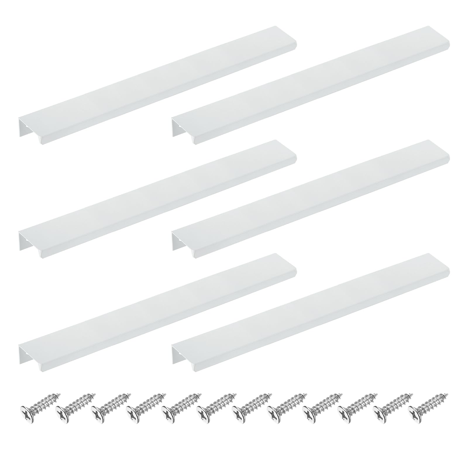 Poignées cachées de 250 mm blanc pour meuble et tiroir d'armoire de cuisine en lot de 6