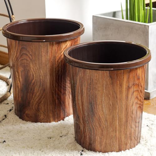 Caneca de basura de plástico imitación madera 10L miniatura 4