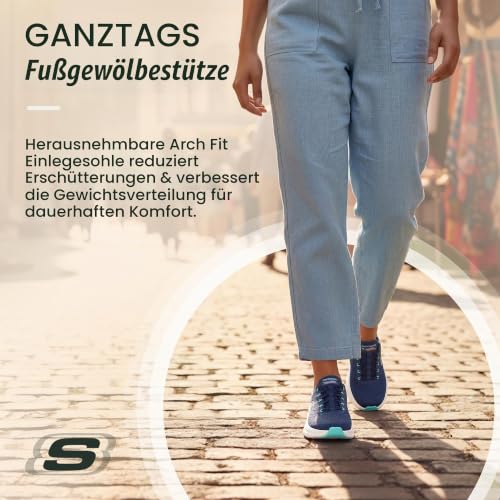Skechers Damen Arch Fit 2.0 Easy Chic Slip-InTurnschuhe, Navy Mesh/Turquoise Trim, 37.5 EU Large – Ansicht 6