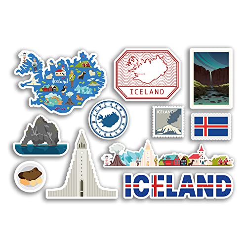 Feuille d'autocollants A5 en vinyle Islande – Carte pays vacances drapeau voyage #78464
