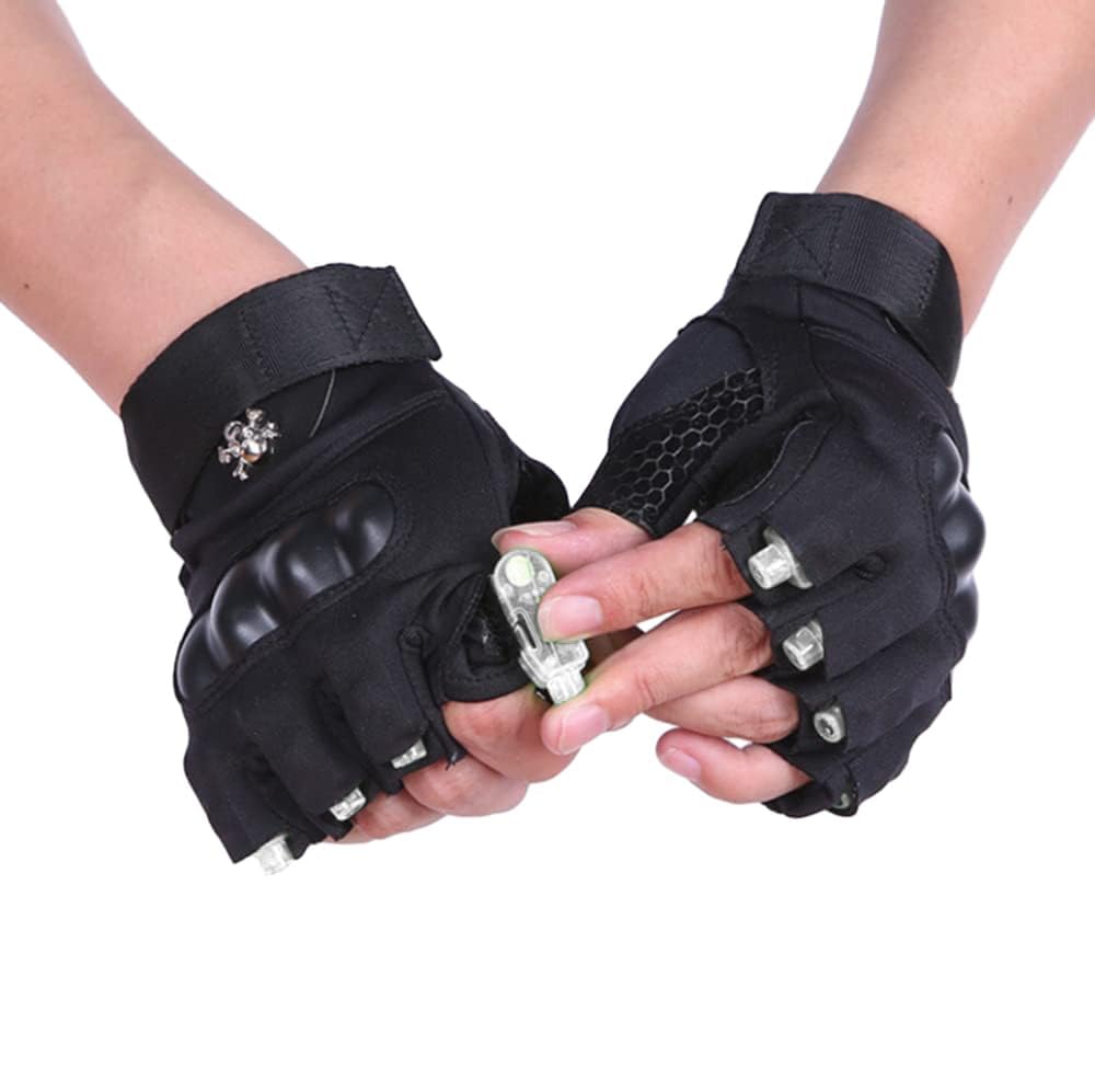 Guanti Illuminati - Guanti Ricaricabili con Torcia LED per Feste, Halloween, Rave - Effetto Scheletro