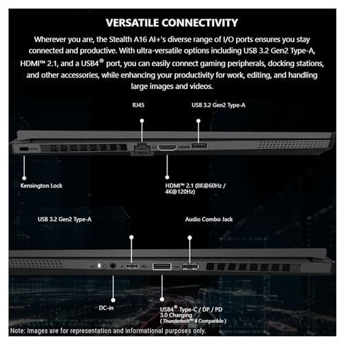 Image of MSI Creator A16 AI+ Gaming Laptop, AMD Ryzen AI 9-365, 32 GB LPDDR5x RAM, 2 TB PCIe SSD, 16 inch QHD+ (2560x1600) Display, Nvidia G-Force RTX 4060, Per-Key RGB Keyboard, W11 Pro, Lunar Gray