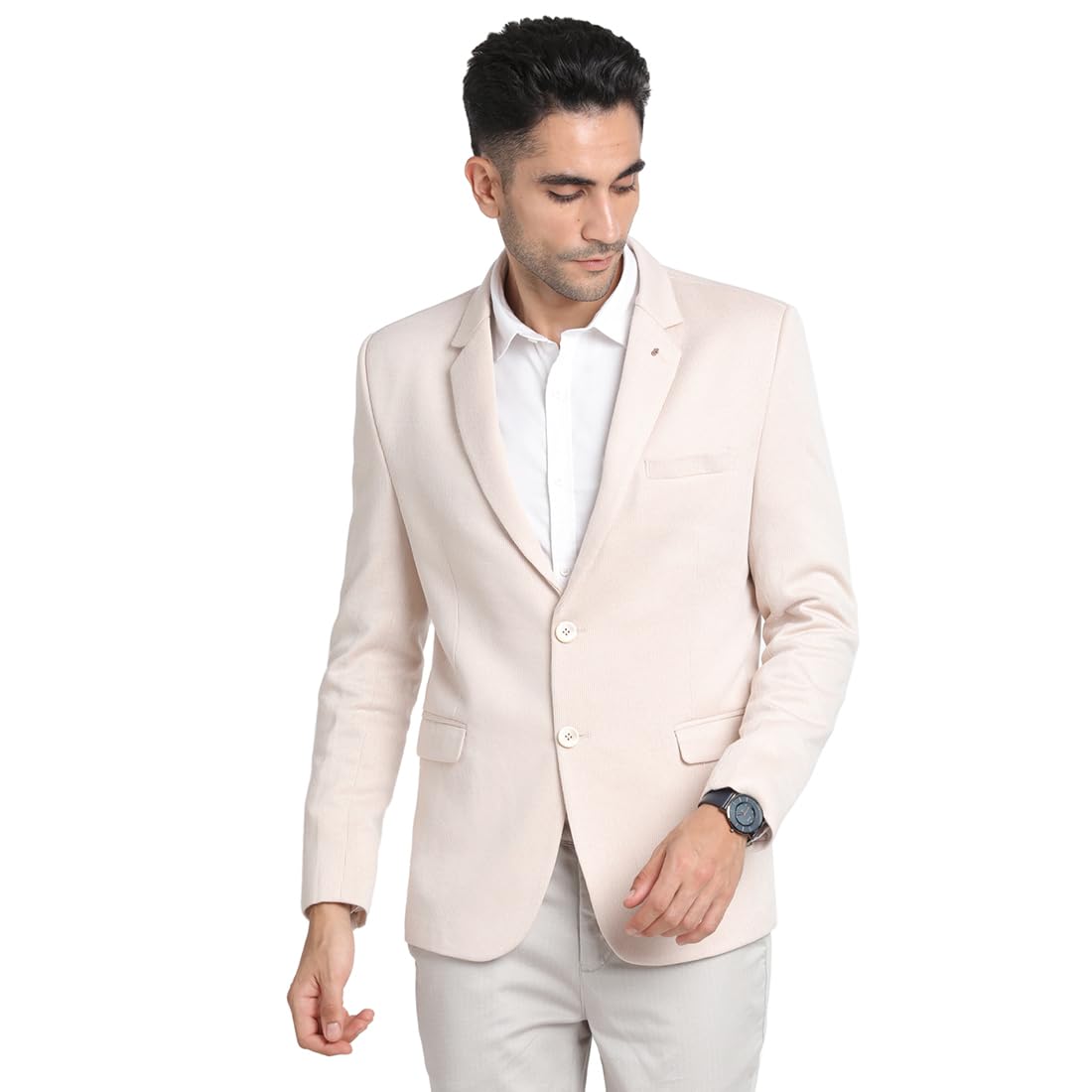 turtle Men’s Cotton Blend Solid Casual Blazer | Tailored Fit | Cream Smart Casual Blazer for Office, Party-picture-14