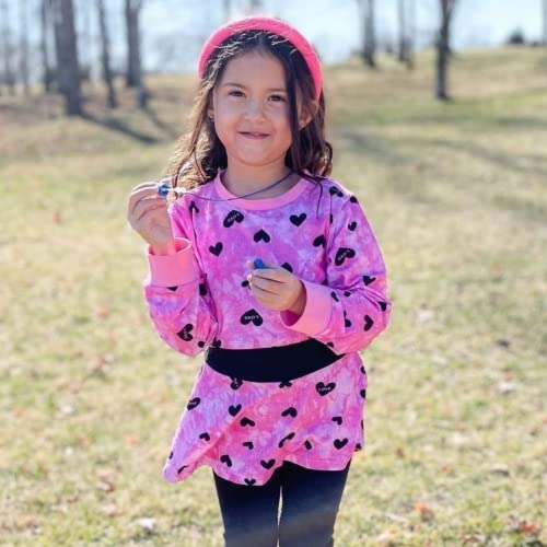 Image of Girls Valentine's Day Outfit Heart Love Print Sweatshirt Kids Girls Clothes Set