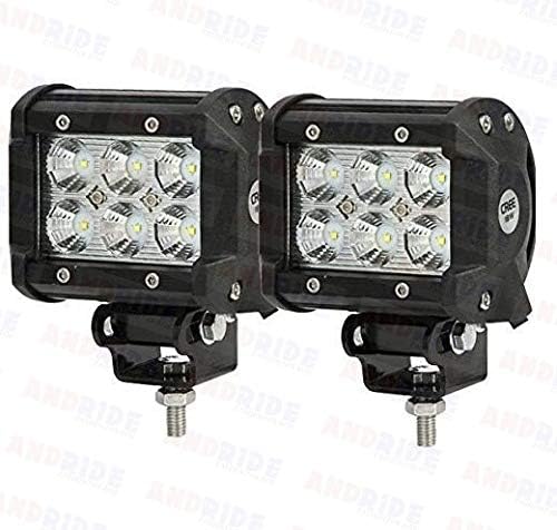 Andride 6 LED Fog Light/Work Light Bar Spot Beam Off Road Driving Lamp 2 Pcs 18W Cree,for Bike Universal Fitting