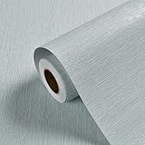 Haimin Grasscloth Wallpaper Peel and Stick 20.9in X 393in Fabric Contact Paper Wall Paper Textured Wallpaper Horizontal Stripes Look Self-Adhesive Thick Vinyl Embossed (Light Blue)