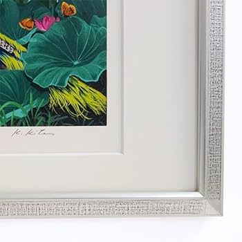 真作 北久美子「風の譜」油彩10号 孔雀・南国花鳥画名画・南国花鳥画